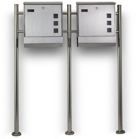 PODWÓJNA SKRZYNKA POCZTOWA WOLNOSTOJĄCA ZE STALI NIERDZEWNEJ