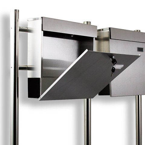 SKRZYNKA POCZTOWA NA LISTY PODWÓJNA NA STOJAKU Z GAZETNIKIEM