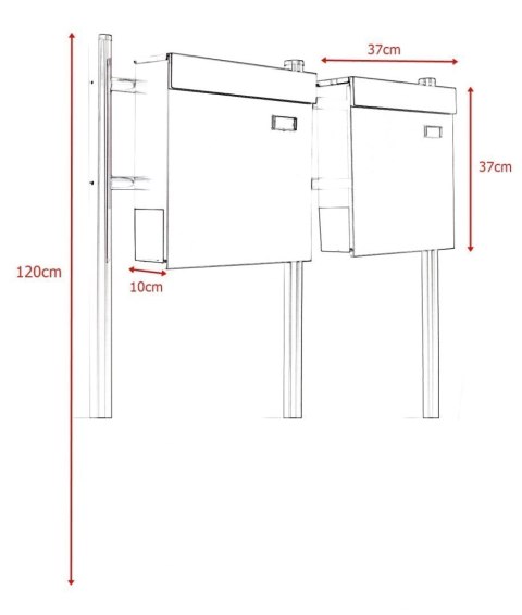 SKRZYNKA POCZTOWA NA LISTY PODWÓJNA NA STOJAKU Z GAZETNIKIEM