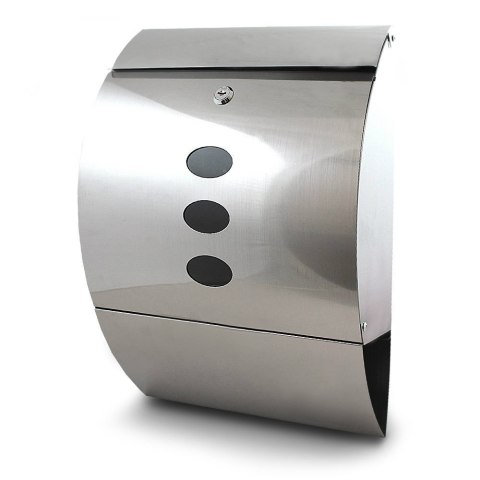 SKRZYNKA POCZTOWA PÓŁOKRĄGŁA ZE STALI NIERDZEWNEJ INOX Z GAZETNIKIEM