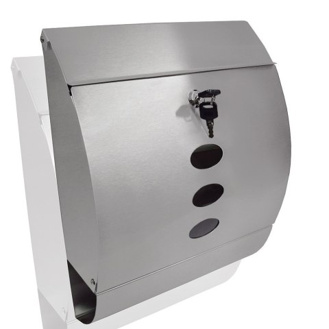 SKRZYNKA POCZTOWA PÓŁOKRĄGŁA ZE STALI NIERDZEWNEJ INOX Z GAZETNIKIEM