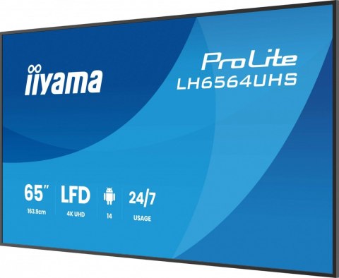 Monitor 65 cali LH6564UHS-B1AG  24 7 VA ANDROID14 4K 500cd 5000:1  2xHDMI  USB-C RJ45  RS-232c  IR  2x10W  2xUSB  UCHWYT ŚCIE