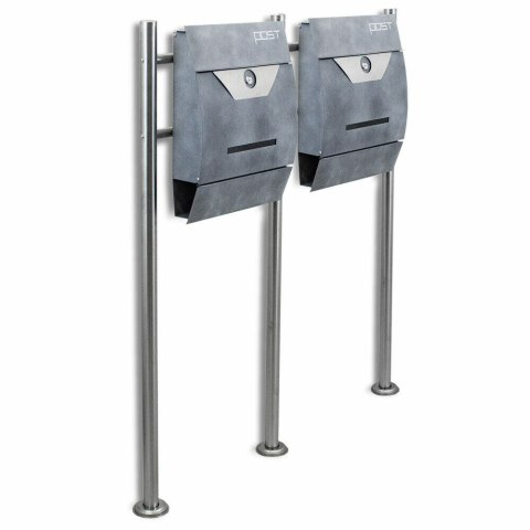 WOLNOSTOJĄCA SKRZYNKA NA LISTY PODWÓJNA NA STOJAKU Z GAZETNIKIEM