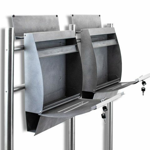 WOLNOSTOJĄCA SKRZYNKA NA LISTY PODWÓJNA NA STOJAKU Z GAZETNIKIEM