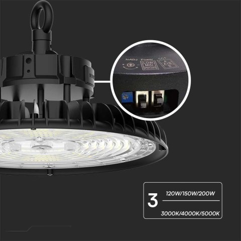 Oprawa V-TAC LED High Bay LIFUD DRIVER 0-10V 160Lm/W 120W/150W/200W VT-90202 3000K+4000K+5000K 27000lm 5 Lat Gwarancji