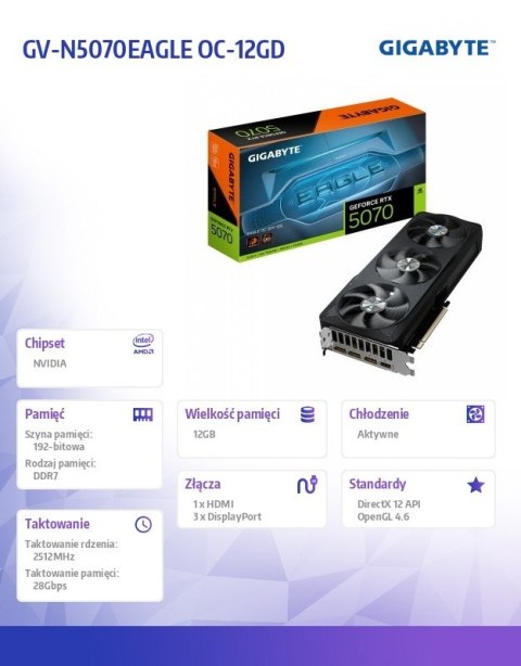 Karta graficzna GeForce RTX 5070 EAGLE OC SSF 12GB 192bit 3DP/HDMI