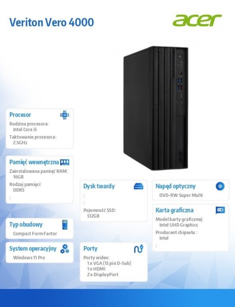 Komputer Veriton VVX4720GT SFF i5-14400 16GB 512GB W11P
