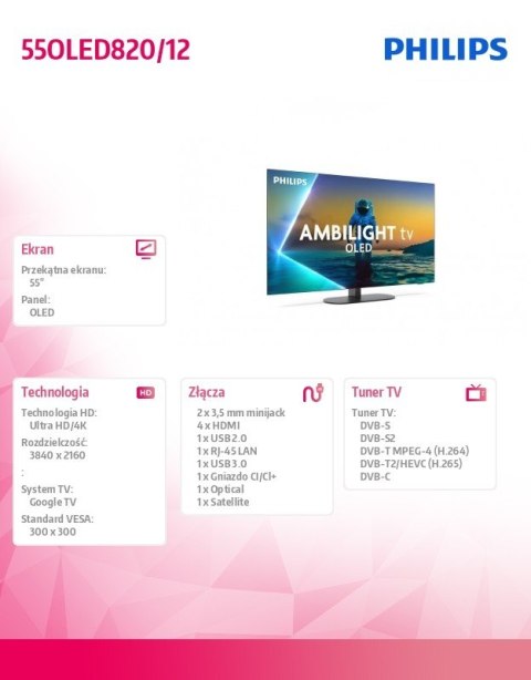 Telewizor 55 cali OLED 55OLED820/12