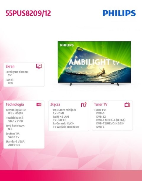 Telewizor 55 cali LED 55PUS8209/12