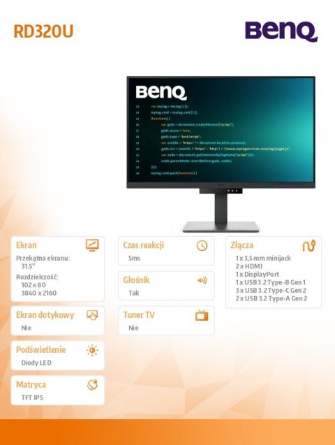 Monitor 31.5 cala RD320U 4K LED 5ms/60Hz/IPS