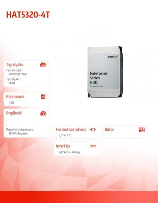 Dysk HDD 4TB SATA 7 2k 3.5 cala HAT5320-4T 5Y
