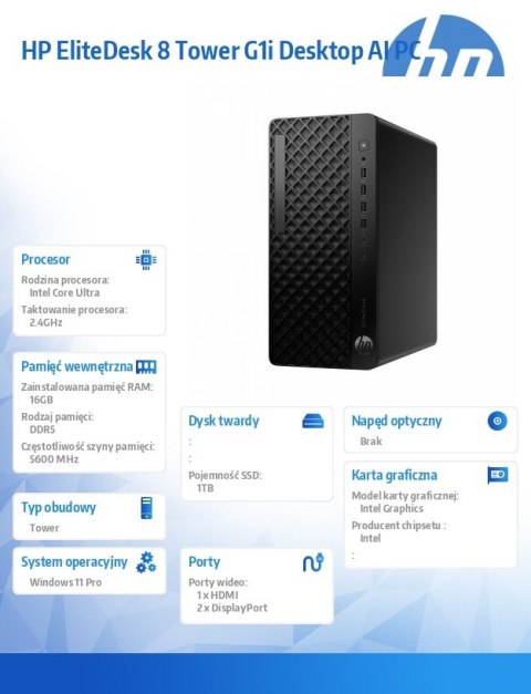 Komputer EliteDesk 8 Tower G1i U7-265 1TB 16GB W11P A55S0ET