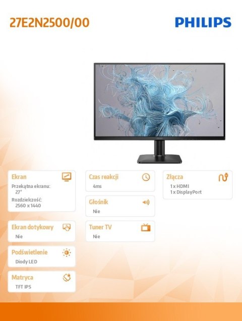 Monitor 27E2N2500 27 cali IPS 120Hz HDMI DP Philips