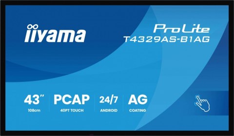 Monitor 43 cale T4329AS-B1AG VA 4K HDMIx2 USB-C RJ45 2x10W WiFi  Android 14  Signal FailOver  Whiteboard  iiSignage (CMS)  i