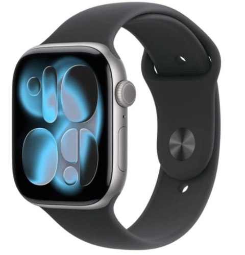Watch Series 11 GPS+Cellular koperta 42 mm z aluminium w kolorze gwiezdnej szarości, pasek sportowy w kolorze czarnym - rozmiar 