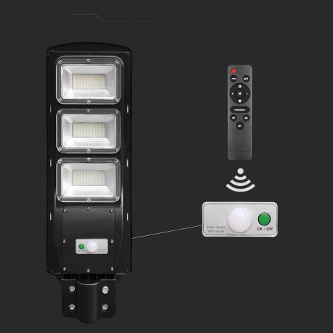 Naświetlacz oprawa uliczna LED solarna V-TAC 12W czarny VT-ST180W 6000K 1200lm 2 lata Gwarancji