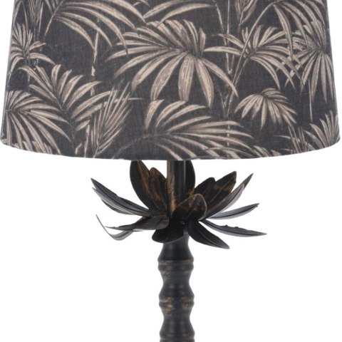 Lampa stołowa z kloszem abażurem stojąca nocna lampka liście czarna złota 49x22 cm