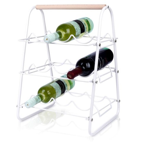 Stojak na wino metalowy biały 9 butelek 33x29x46 cm