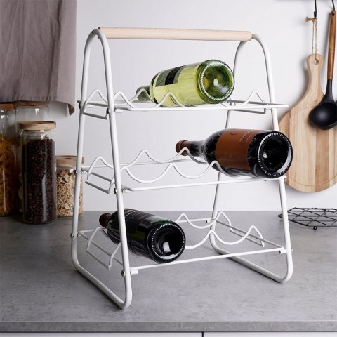 Stojak na wino metalowy biały 9 butelek 33x29x46 cm