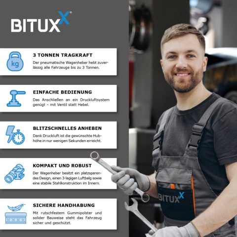 Podnośnik pneumatyczny samochodowy bałwanek niezawodny do warsztatu garażu lewarek podnośnik