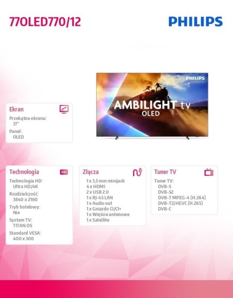 Telewizor 77 cali OLED 77OLED770/12 Philips