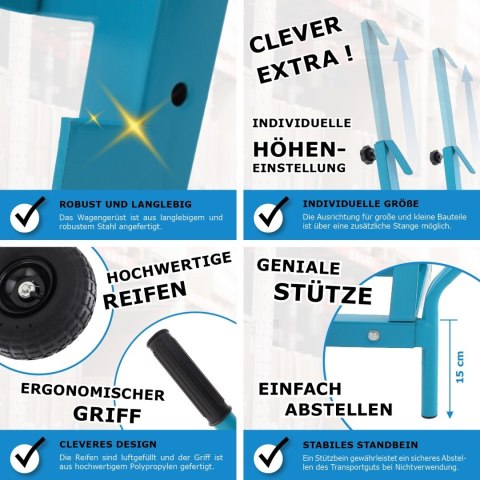 Wózek transportowy do płyt 200kg Bituxx stalowa mocna konstrukcja do transportu