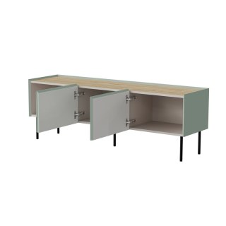 Szafka RTV FELLINI 150x40x52 oliwka + blat dąb olejowany