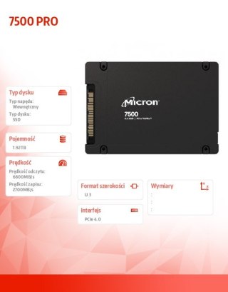 Dysk SSD 7500PRO 1920GB NVMe U.3 15mm Single pack