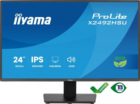 Monitor 24 cale X2492HSU-B1 IPS FHD HDMI DP 120Hz 300cd 4ms USB HUBx2cienkie ramki  1500:1  ErP B