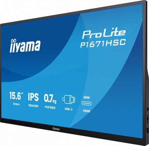 Monitor 15 6 cala P1671HSC-B1 IPS FHD miniHDMI 2xUSBC 250cd 8ms 2x1W  0 7kg