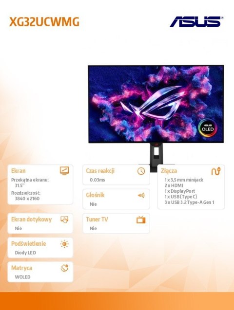 Monitor 31 5 cala XG32UCWMG ROG 4K UHD 0 03 HDMI DP USB