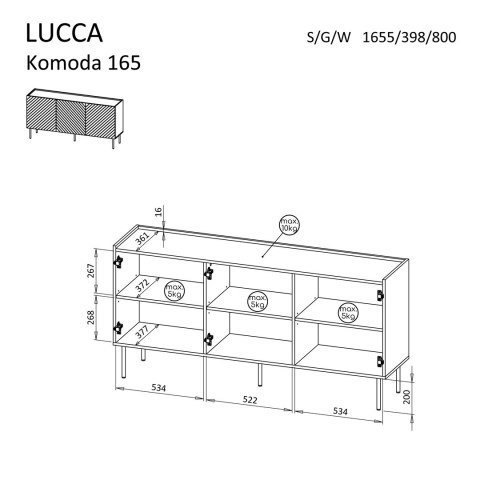Komoda 3D LUCCA 165x40x80 kaszmir