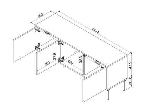 Szafka RTV INSERTO 3D 143,5x40x61,5 kaszmir + LED