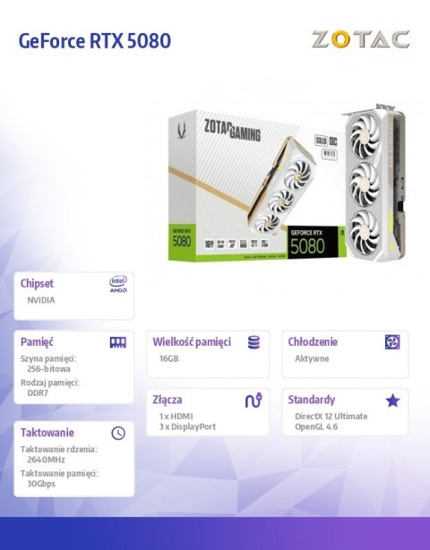 Karta graficzna GeForce RTX 5080 SOLID OC 16GB GDDR7 256bit 3DP HDMI biała