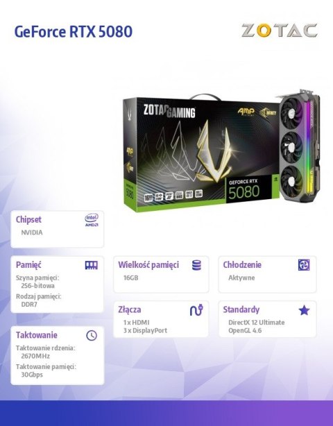 Karta graficzna GeForce RTX 5080 AMP EXTREME INFINITY 16GB GDDR7 256bit 3DP HDMI