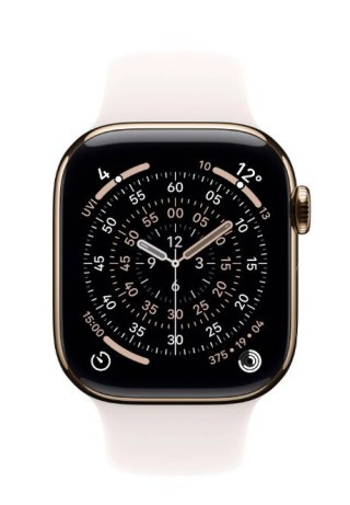 Watch Series 11 GPS + Cellular koperta 42 mm z tytanu w kolorze złotym  pasek sportowy w kolorze łagodnego różu - rozmiar S M