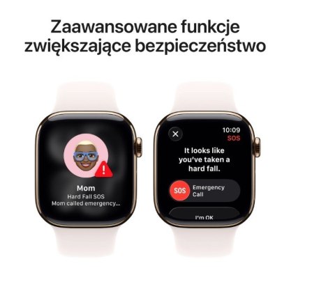 Watch Series 11 GPS + Cellular koperta 42 mm z tytanu w kolorze złotym  pasek sportowy w kolorze łagodnego różu - rozmiar S M