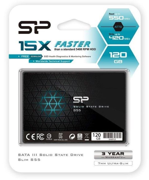 Dysk SSD Silicon Power S55 120GB 2.5" SATA3 (550 420 MB s) 7mm