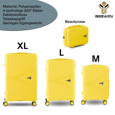 Komplet podróżny 3 walizki XL L M + kosmetyczka twarde TSA 4 kółka lekki