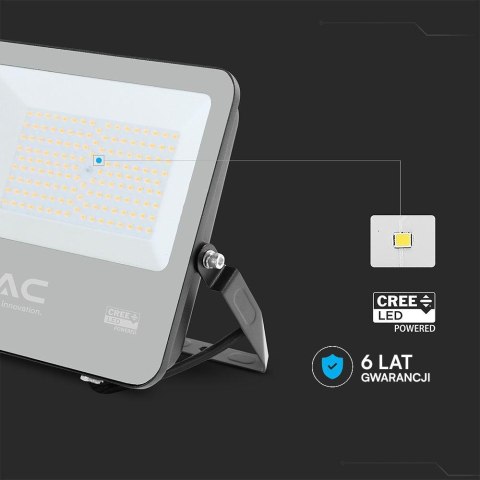 Projektor LED V-TAC CREE CHIP 100W 135lm/W czarna obudowa przewód 1m IP65 VT-44101 6500K 11480lm 6 lat gwarancji