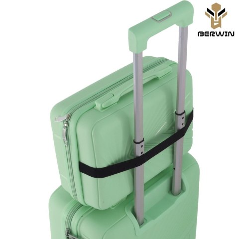Walizka twarda 60L na 4 kółkach lekka zamek TSA teleskopowy uchwyt zielona