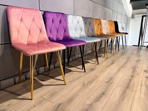 Krzesło tapicerowane BORGO VELVET PINK GOLD OUTLET