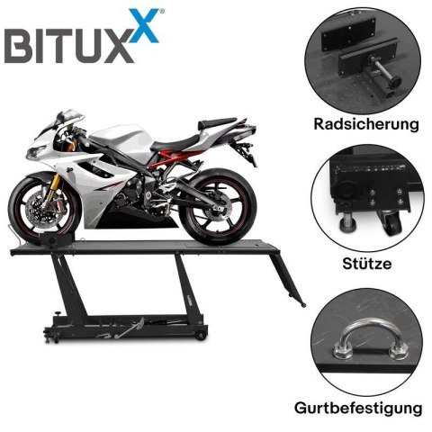 Hydrauliczny podnośnik motocyklowy Bituxx 460 kg czarny, centralny