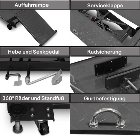 Hydrauliczny podnośnik motocyklowy Bituxx 460 kg czarny, centralny