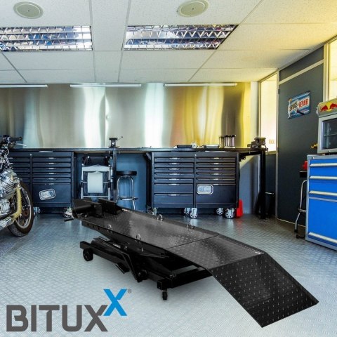 Hydrauliczny podnośnik nożycowy do motocykli 360 kg - czarny