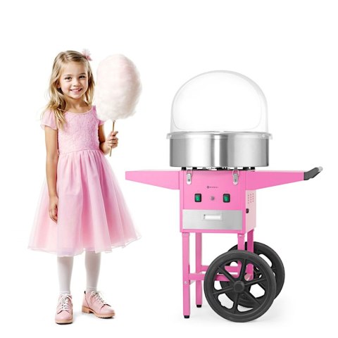 Maszyna urządzenie do waty cukrowej z wózkiem na kółkach bez pokrywy 1130 W - różowa