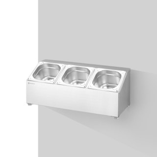 Stojak ekspozytor stalowy na pojemniki gastronomiczne 3x GN 1/6