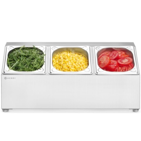 Stojak ekspozytor stalowy na pojemniki gastronomiczne 3x GN 1/6