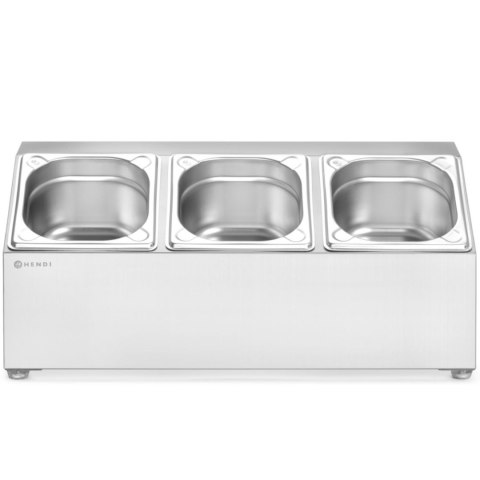 Stojak ekspozytor stalowy na pojemniki gastronomiczne 3x GN 1/6