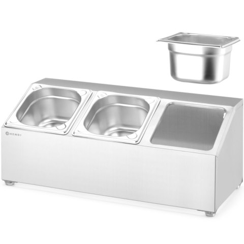 Stojak ekspozytor stalowy na pojemniki gastronomiczne 3x GN 1/6